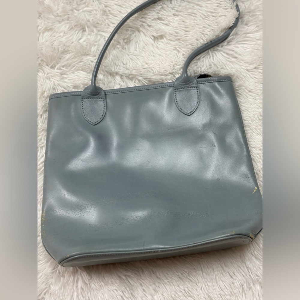 Longchamp Blue-Gray Leather Tote Bag - Picture 7 of 16